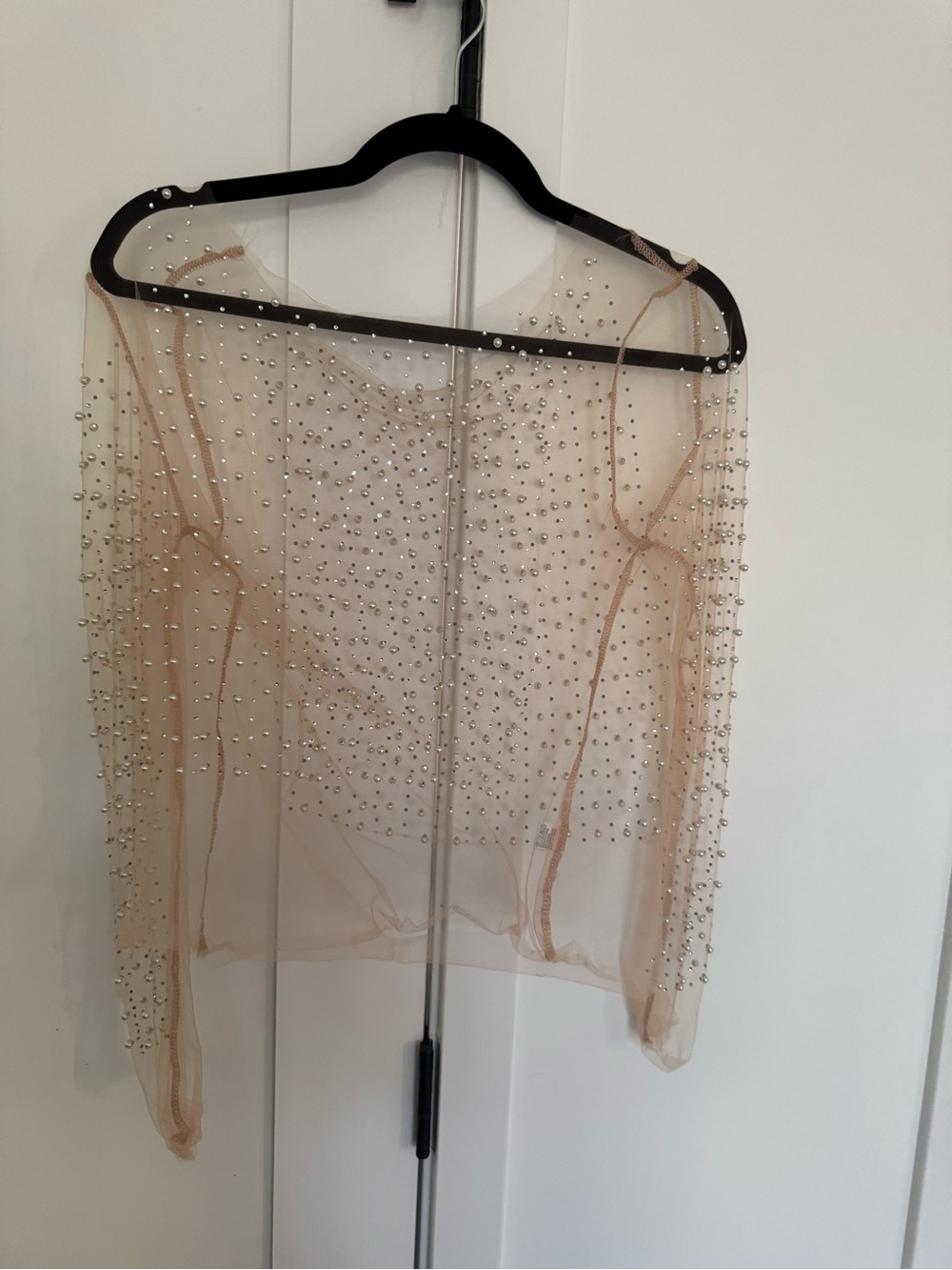 Sheer Nude Beaded Women’s Top